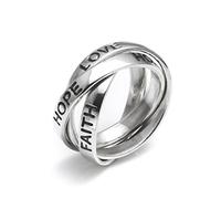 Silverly Alliance Russe pour Elle et Lui | Bagues Classiques en Argent Sterling 925 pour Femmes | Triple Bande | Alliance Multi-Anneaux Gravée avec Mots Amour, Foi, Espoir