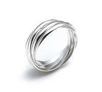 Silverly Alliances de Style Russe pour Elle et Lui | Bague à Cinq Anneaux Entrelacés | Bagues Classiques Multibandes en Argent Sterling 925 pour Femmes | Bracelets de Promesse Élégants
