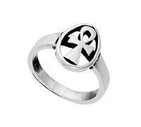 Silverly Bague Ankh Ovale en Argent Sterling pour Homme | Bague Épaisse en Argent 925 avec Croix Égyptienne Antique pour Femme | Anneaux Crux Ansata Ajourés | Cadeau Symbole Chrétien