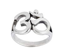 Silverly Bague Chevalière Om pour Homme | Bague Ohm Aum en Argent Sterling 925 | Symbole Sanskrit Bouddhiste Hindou | Bague Épaisse en Argent Massif | Dons Spirituels pour les Femmes