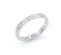 Silverly Bague D'éternité en Argent Sterling avec Zircone Cubique Sertie en Canal pour Femme | Alliance SCINTILLANTE en Argent 925 avec zircones Cubiques | Bagues Empilables Classiques et Fines