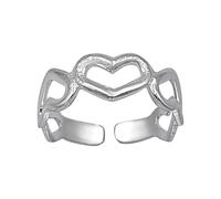 Silverly Bague d'Orteil en Argent Sterling avec Cœur Ouvert | Bagues midi pour Auriculaires Row Of Hearts pour Femmes | Bijoux de Pied en Argent 925 | Accessoire de Saint-Valentin