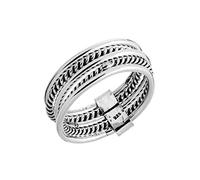 Silverly Bague Multibande en Argent Sterling pour Femme | Bague Torsadée en Argent 925 | Ensemble de Cinq Bandes | Bijoux Bohèmes de Style Balinais | Multi-Empilement Nautique avec Anneaux Torsadés