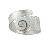 Silverly Bagues Ajustables en Coquillage Shiva Eye pour Femmes | Bagues en Argent Sterling 925 | Bague en Argent Massif avec Finition Satinée et Pierre Précieuse