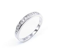 Silverly Bagues Demi-éternité pour Femmes | Bague en Argent Sterling 925 avec Zircone Cubique Sertie dans un Canal | Alliances de Fiançailles Classiques en Oxyde de Zirconium pour Elle