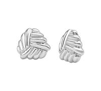 Silverly Boucles d'Oreilles à Tige Triangulaires Vintage en Argent Sterling 925 pour Femmes | Grandes Boucles d'Oreilles Triangulaires à Texture Côtelée des Années 80