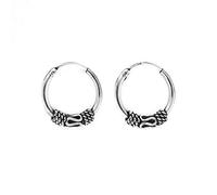 Silverly Boucles D'Oreilles Créoles à Volutes en Argent Sterling 925 de 14mm | Petites Créoles Dormeuses en Corde de Bali avec Fermoir à Charnière | Bijoux en Perles de Style Bohème pour Femmes