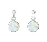 Silverly Boucles d'Oreilles Pendantes Rondes en Argent Sterling et Nacre | Boucles d'Oreilles Pendantes en Pierres Précieuses pour Femmes | Clous d'Oreilles Géométriques avec Pierres de Naissance