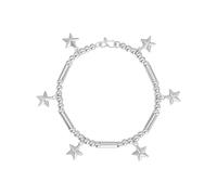 Silverly Bracelet en Argent Sterling avec Perles Épaisses en Tube et Boules et Étoiles à Facettes | Bracelets Élastiques à Breloques Étoiles pour Femmes | Bijoux Célestes en Argent Massif 925