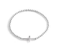 Silverly Bracelet Extensible en Argent Sterling 925 pour Femme | Bracelet Meilleur Ami en Perles de Rocaille | Bracelets en Fil Élastique et Perles | Cadeaux Chrétiens pour Femmes