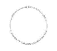 Silverly Bracelet Extensible en Argent Sterling avec Perles en Tube et Boule | Bracelets Élégants Empilables en Perles pour Femmes | Conception Élastique Simple et Minimaliste