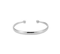 Silverly Bracelet Jonc Dynamométrique Conique en Argent Sterling 925 pour Femme | Bracelet Jonc Plat et Incurvé avec Extrémités en Boule | Bracelet Simple Réglable en Argent Massif