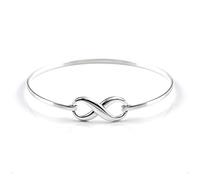 Silverly Bracelet Jonc Infini en Argent Sterling 925 avec Fermoir à Crochet | Bracelet en Argent Massif | Bijoux Classiques pour Femmes et Adolescentes | Cadeau de Mariage | Cadeaux pour Petite Amie