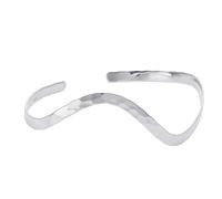 Silverly Bracelets en Argent Sterling Martelé pour Femmes, Massif 925 | Bracelet Réglable en Argent | Bracelets Manchettes Incurvés et Ondulés | Bijoux Contemporains