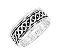 Silverly Hommes Femmes 925 Argent Sterling 8.2 mm Oxydé Celtique Corde Éternité Noeud Anneau Bague
