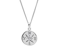 Silverly Pendentif Boussole en Argent Sterling | Collier Médaillon à Disque Rond 18" | Breloque Étoile du Nord Céleste avec Chaîne Torsadée | Bijoux en Argent Massif pour Femmes