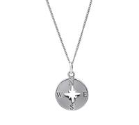 Silverly Pendentif Boussole en Argent Sterling | Collier Médaillon à Disque Rond 18" | Breloque Étoile du Nord Découpée Céleste avec Chaîne Forçat | Bijoux en Argent Massif pour Femmes