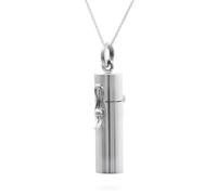 Silverly Pendentif Capsule Porte-pilules en Argent 925 sur Chaîne Gourmette | Collier Fiole Cylindrique en Argent Sterling pour Femme | Collier Médaillon Moderne pour Homme