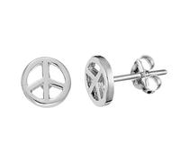 Silverly Petites Boucles D'Oreilles Rondes en Argent Sterling 925 avec Symbole de Paix pour Femme 7mm | Boucles D'Oreilles à Tige Symbole de Paix | Accessoires des Années 60 | Bijoux Hippie Rétro