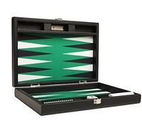 Silverman & Co. Kit Backgammon premium 33 cm - Format voyage - Tableau noir, surface de jeu verte, points noirs et blancs