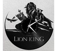 Silver's Art Horloge murale en forme de disque vinyle Roi Lion - Cadeau pour chambre d'enfant - Design vintage - Décoration de bureau, bar, décoration d'intérieur