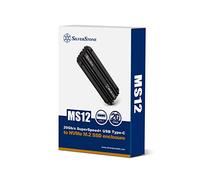 Silverstone MS12, Boîtier SSD SuperSpeed+ 20 Gbit/s USB 3.2 Gen 2 x 2 Type-C vers NVMe M.2, Aluminium, Noir, SST-MS12