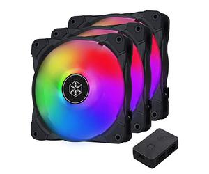 SilverStone SST-AB120I-ARGB-Ventilateur de refroidissement pour boîtier d'ordinateur Air Blazer 120mm, à roulement fluide, lame transparente avec cadre noir, RVB adressable, contrôleur ARGB de base
