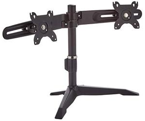 SilverStone SST-ARM23BS - Twin Double ARM LCD LED support de montage d'écran pour bureau, écrans jusqu'à 24 pouces, s'incline & pivote (Inclinaison ±15°|Pivotement ±15°|Rotation 360°), noir