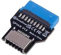 Silverstone SST-CP14-R, Adaptateur embase USB 3.0 Interne (19 Broches) à Angle Droit vers USB 3.1/3.2 Type-C (20 Broches) Touche A
