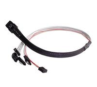 SilverStone SST-CPS03 - Mini SAS SFF8087 interne 36 broches vers câble épais et protégé 4 SATA 7 broches (avec bande latérale), Mini SAS boîtier/contrôleur vers 4 SATA cible/panneau arrière, 0.5M