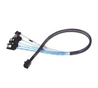 SilverStone SST-CPS05 - Mini SAS HD interne SFF8643 vers câble épais et protégé 4 SATA 7broches (avec bande latérale), Mini SAS HD boîtier/contrôleur vers 4 SATA cible/panneau arrière, 0.5M