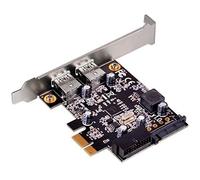 Silverstone SST-EC04-E PCI-E 2.0 carte d'extension avec 2x connecteurs externes USB 3.0 Type-A et un double port interne à 19-broches, argent