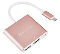 SilverStone SST-EP08P - Adaptateur convertisseur USB 3.1 Type C vers HDMI 4K/USB Type C/USB Type A, rose