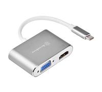 SilverStone SST-EP16C - Adaptateur USB Type-C vers VGA et HDMI, HDMI prend en charge 4Kx2K à 30Hz, support VGA 1920x1200 à 120Hz, affichage sur deux écrans
