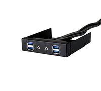 Silverstone SST-FP32B-E - Panneau Frontal 3.5 Pouces en Aluminium Hub USB avec 4 Ports USB 3.0 et 1 Port Audio HD, Noir