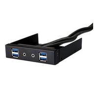 SilverStone SST-FP32B-E - Panneau Frontal 3.5 pouces en aluminium Hub USB avec 4 ports USB 3.0 et 1 port Audio HD, noir Noir G