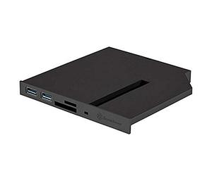 SilverStone SST-FPS01 - Baie optique mince chargement par plateau 12.7mm avec 2x USB3.0, lecteur de cartes, Emplacement SSD type M.2 SATA