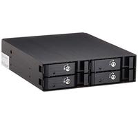SilverStone SST-FS204B - Boîtier disque dur interne 5.25“ pour SAS/SATA HDD ou SSD 4x 2.5“, en aluminium, sans plateau, échangeable à chaud, avec ventilateur et serrure, noir