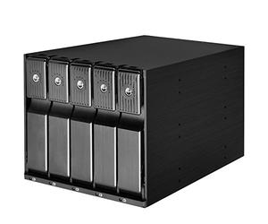 Silverstone SST-FS305-12G - Fond de Panier en Rack Mobile, 5 Plateaux, échangeables à Chaud en Aluminium avec Ventilateur et verrou pour boîtier de Disque Dur SAS-12G / SATA 6G