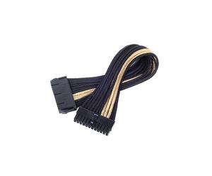 Silverstone SST-PP07-MBBG : Extension ATX 24-pin mâle/mâle, 0.3m, coudée 90°, noir/or, compatible ATX 24-pin standard