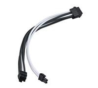 Silverstone SST-PP07E-PCIBW - Cable Extensor enfundado 25cm 8pines a PCI-E 6+2 Pines, Negro + Blanco