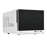 SilverStone SST-SG13WB-Q - Sugo Boîtier PC cube compact Mini-ITX, Panneau frontal en plastique avec un fini en faux aluminium, noir et blanc