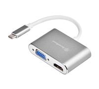 SilverStone Technology Adaptateur USB Type-C vers VGA et HDMI, HDMI Prend en Charge 4K x 2K @ 30 Hz, Prise en Charge VGA 1920 x 1200 @ 120 Hz, Double écran simultanément, Gris Anthracite