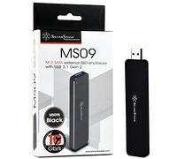 SilverStone Technology MS09B Boîtier M.2 SATA SSD vers USB 3.1 Gen 2 avec boîtier rétractable en Aluminium USB Type-A Noir