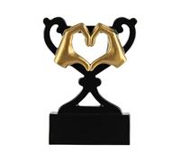 SilverTrophy: Mini tasse cadeau cœur mains d'amis, couples, anniversaire, mariage, fiançailles, symbole de cœur, souvenir d'appréciation, noir et doré, 8 cm, trophée personnalisable