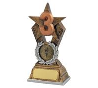 SilverTrophy: Trophée étoile en bronze 3ème place, troisième, médaille en bronze, numéro 3, blague amusante perdant, cadeau d'entreprise, figurine abordable, plaque de gravure, prix sportif, école