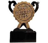 SilverTrophy: Trophée World's Greatest Boss - Prix du meilleur manager - Chef d'équipe - Cadeau d'entreprise amusant pour le bureau - Quiz pour pub - Club de sport - Anniversaire - Mini tasse noire et
