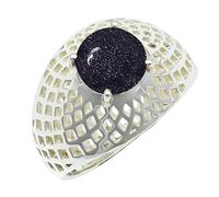 SILVERTROVE avec pierre précieuse Pierre de soleil synthétique Bague plaquée argent homme et femme Fait main Cadeau Bijoux CRG1256CA_71 (22.6)