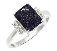 SILVERTROVE avec pierre précieuse Pierre de soleil synthétique Bague plaquée argent homme et femme Fait main Cadeau Bijoux CRG1252CA_68 (21.6)