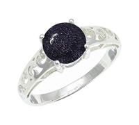 SILVERTROVE avec pierre précieuse Pierre de soleil synthétique Bague plaquée argent homme et femme Fait main Cadeau Bijoux CRG1254CA_70 (22.3)